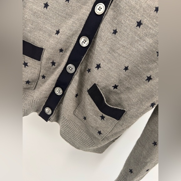 J. Crew Graphite Navy Star Harlow Cardigan Sweater Merino Wool Blend M Medium - Picture 4 of 11